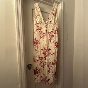 Abercrombie & Fitch Cream Dress with Red Floral Design